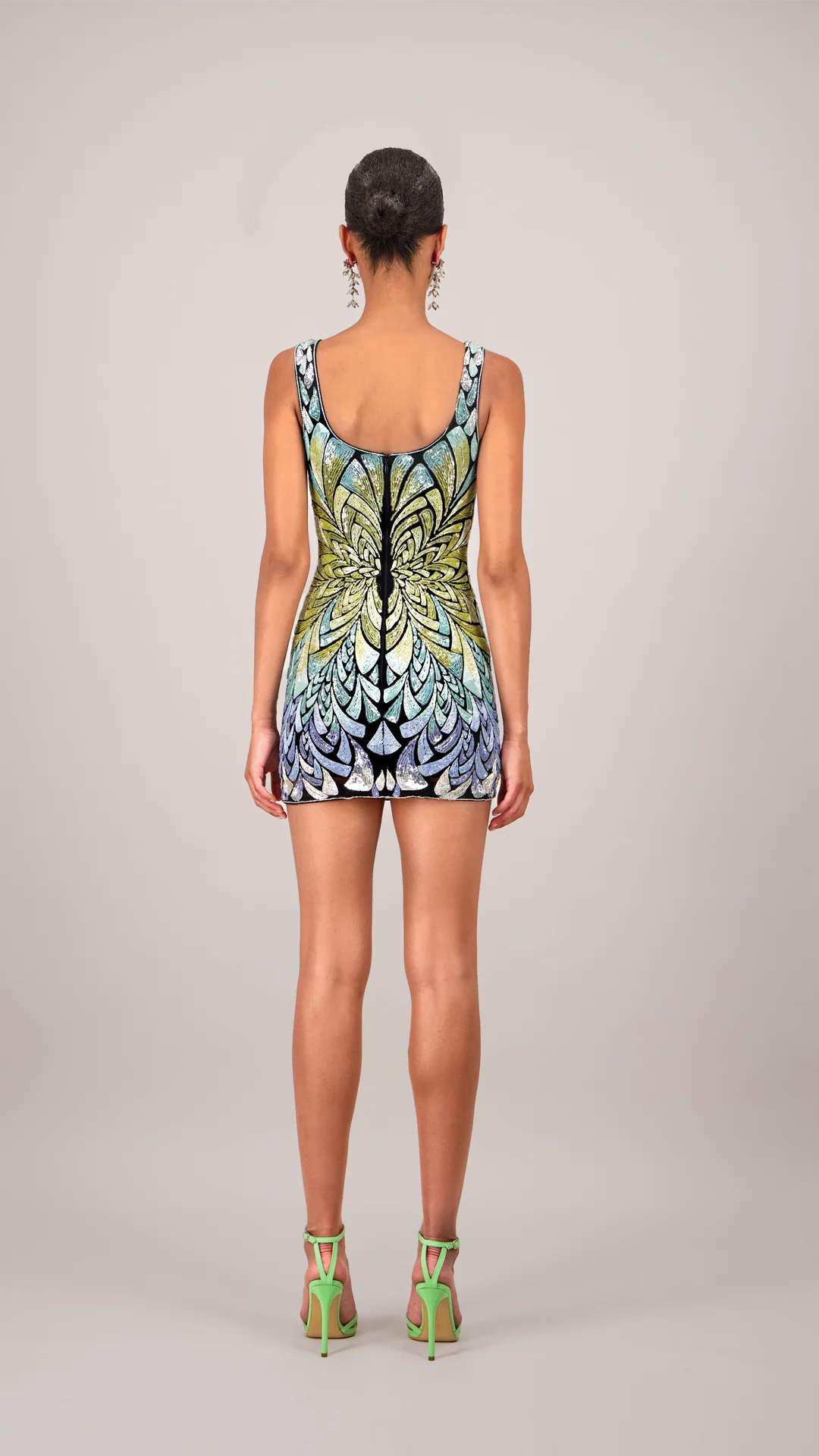 Beaded Starburst Yellow Mini Dress - Image 4