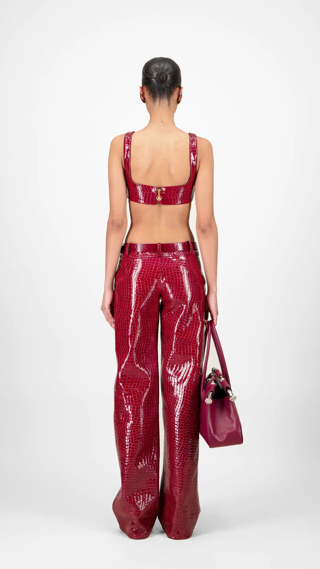 Croc-Embossed Leather Pants - Image 3