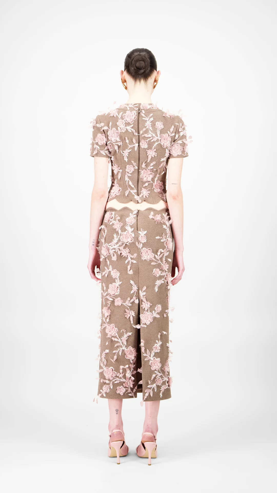 Floral Wool Midi Skirt - Image 3