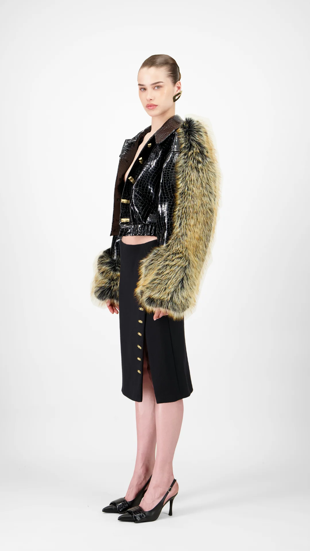 Low Waisted Wool Short Skirt - Image 3